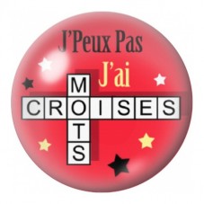 Cabochon en Verre Illustré J’Peux Pas J’ai Mots Croisés 12 à 25mm pour la Création de Bijoux Fantaisie - DIY