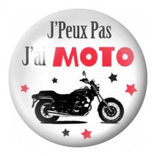 Cabochon en Verre Illustré J’Peux Pas J’ai Moto 12 à 25mm pour la Création de Bijoux Fantaisie - DIY