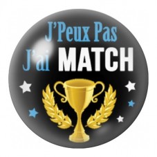 Cabochon en Verre Illustré J’Peux Pas J’ai Match 12 à 25mm pour la Création de Bijoux Fantaisie - DIY