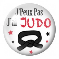 Cabochon en Verre Illustré J’Peux Pas J’ai Judo 12 à 25mm pour la Création de Bijoux Fantaisie - DIY