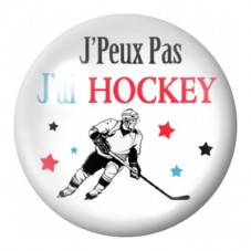 Cabochon en Verre Illustré J’Peux Pas J’ai Hockey 12 à 25mm pour la Création de Bijoux Fantaisie - DIY