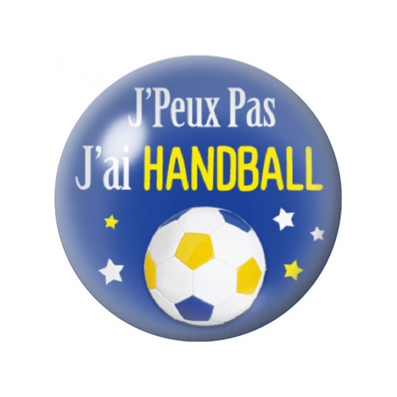 Cabochon en Verre Illustré J’Peux Pas J’ai Handball 12 à 25mm