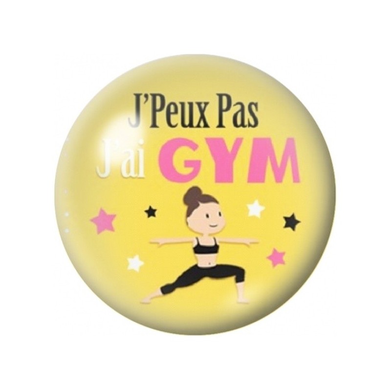 Cabochon en Verre Illustré J’Peux Pas J’ai Gym 12 à 25mm