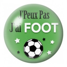 Cabochon en Verre Illustré J’Peux Pas J’ai Foot 12 à 25mm pour la Création de Bijoux Fantaisie - DIY