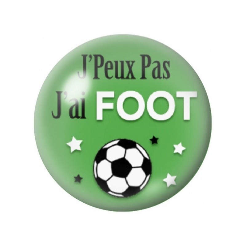 Cabochon en Verre Illustré J’Peux Pas J’ai Foot 12 à 25mm