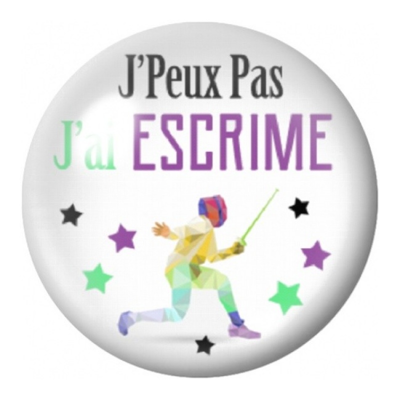 Cabochon en Verre Illustré J’Peux Pas J’ai Escrime 12 à 25mm