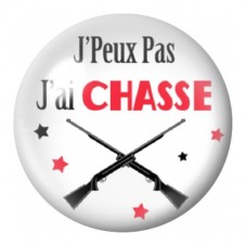 Cabochon en Verre Illustré J’Peux Pas J’ai Chasse 12 à 25mm pour la Création de Bijoux Fantaisie - DIY