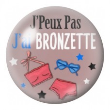 Cabochon en Verre Illustré J’Peux Pas J’ai Bronzette 12 à 25mm pour la Création de Bijoux Fantaisie - DIY