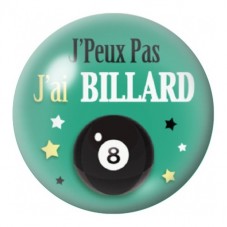 Cabochon en Verre Illustré J’Peux Pas J’ai Billard 12 à 25mm pour la Création de Bijoux Fantaisie - DIY