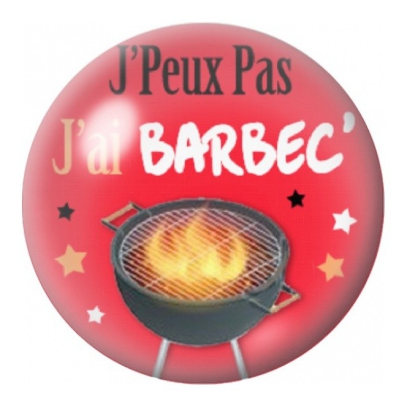 Cabochon en Verre Illustré J’Peux Pas J’ai Barbecue 12 à 25mm