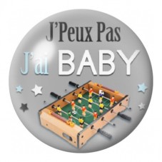 Cabochon en Verre Illustré J’Peux Pas J’ai Baby-Foot 12 à 25mm pour la Création de Bijoux Fantaisie - DIY