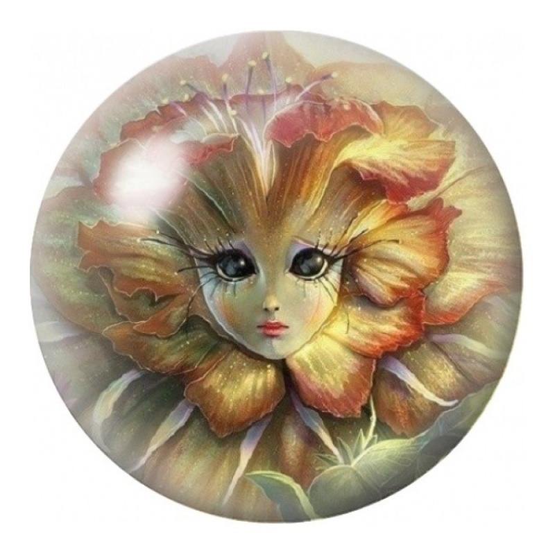 Cabochon en Verre Illustré Fleur Vivante d’Alice 12 à 25mm