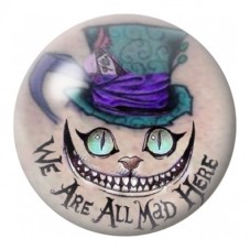 Cabochon en Verre Illustré Chat du Cheshire au Chapeau Violet 12 à 25mm pour la Création de Bijoux Fantaisie - DIY