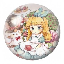 Cabochon en Verre Illustré Alice au Goûter Kawaii 12 à 25mm pour la Création de Bijoux Fantaisie - DIY