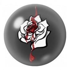 Cabochon en Verre Illustré Rose Blanche Peinte en Rouge 12 à 25mm pour la Création de Bijoux Fantaisie - DIY