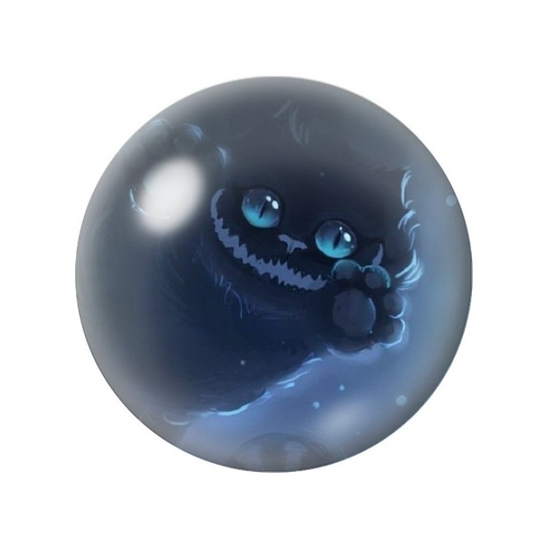 Cabochon en Verre Illustré Chat du Cheshire Bleu Fantôme 12 à 25mm