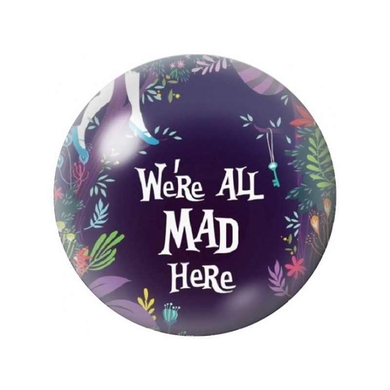 Cabochon en Verre Illustré We’re All Mad Here Floral 12 à 25mm
