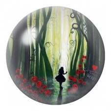 Cabochon en Verre Illustré Alice dans la Forêt aux Roses Rouges 12 à 25mm pour la Création de Bijoux Fantaisie - DIY