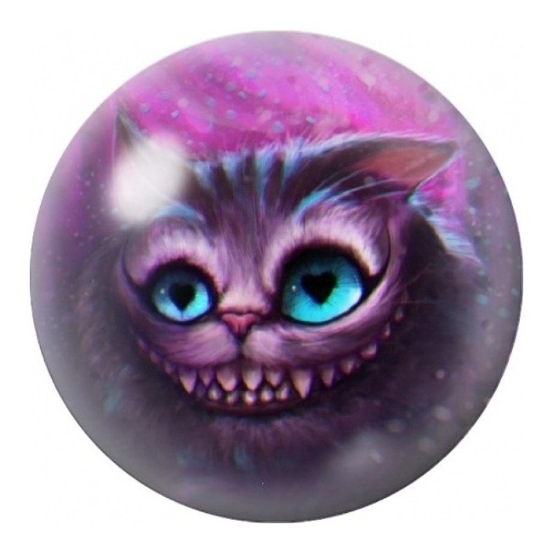 Cabochon en Verre Illustré Chat du Cheshire Violet 12 à 25mm