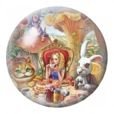 Cabochon en Verre Illustré Alice au Trône du Goûter 12 à 25mm pour la Création de Bijoux Fantaisie - DIY