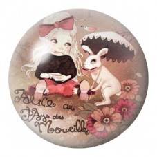 Cabochon en Verre Illustré Alice et Lapin Blanc Vintage 12 à 25mm pour la Création de Bijoux Fantaisie - DIY