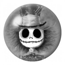 Cabochon en Verre Illustré Chapelier Squelette en Noir et Blanc 12 à 25mm pour la Création de Bijoux Fantaisie - DIY