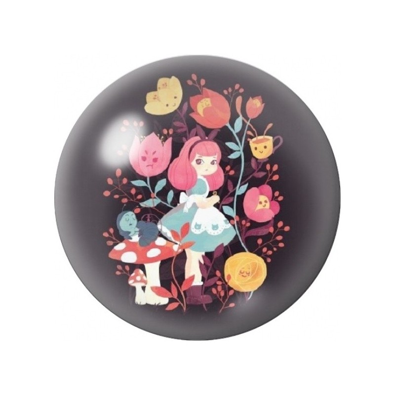 Cabochon en Verre Illustré Alice au Jardin Fantastique 12 à 25mm