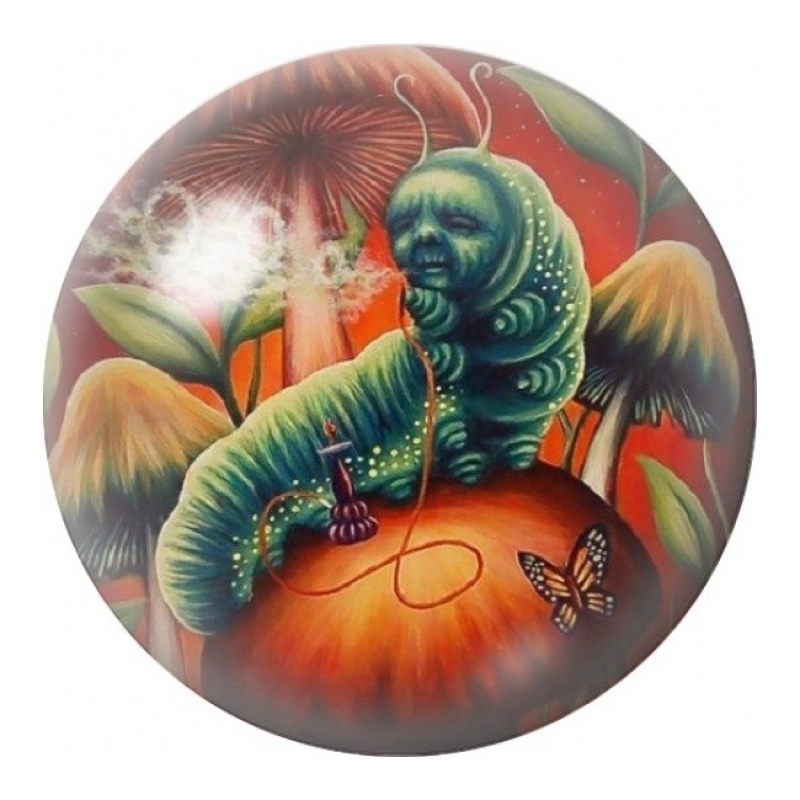 Cabochon en Verre Illustré Chenille Bleue sur Citrouille 12 à 25mm