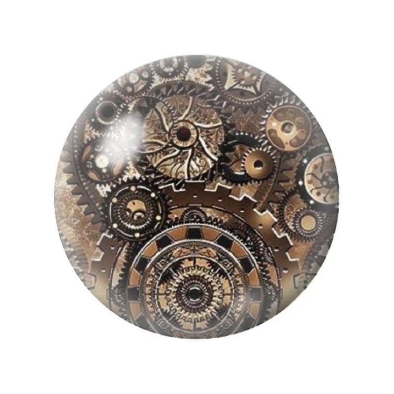 Cabochon en Verre Illustré Rouages et Horloges d’Alice 12 à 25mm