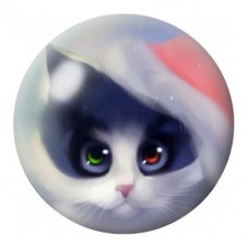 Cabochon en Verre Illustré Chat Noir et Blanc en Bonnet de Noël 12 à 25mm pour la Création de Bijoux Fantaisie - DIY