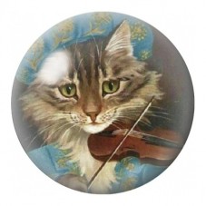 Cabochon en Verre Illustré Chat Jouant du Violon 12 à 25mm pour la Création de Bijoux Fantaisie - DIY