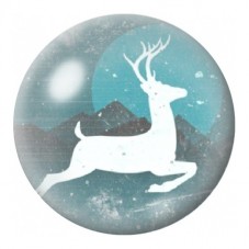 Cabochon en Verre Illustré Cerf Blanc Bondissant dans la Neige 12 à 25mm pour la Création de Bijoux Fantaisie - DIY