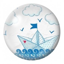 Cabochon en Verre Illustré Bateau en Papier sur les Vagues 12 à 25mm pour la Création de Bijoux Fantaisie - DIY