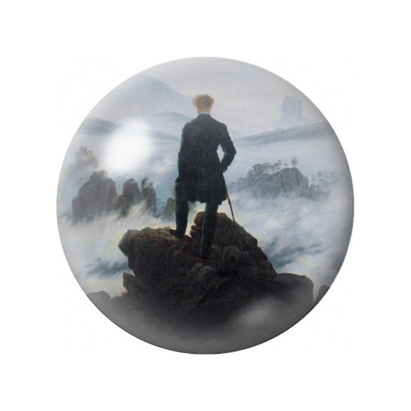 Cabochon en Verre Illustré Voyageur au-Dessus de la Brume 12 à 25mm