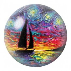 Cabochon en Verre Illustré Voilier sous la Nuit Étoilée 12 à 25mm pour la Création de Bijoux Fantaisie - DIY