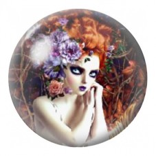 Cabochon en Verre Illustré Femme Florale aux Couleurs d’Automne 12 à 25mm pour la Création de Bijoux Fantaisie - DIY