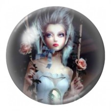 Cabochon en Verre Illustré Femme Blanche aux Roses 12 à 25mm pour la Création de Bijoux Fantaisie - DIY