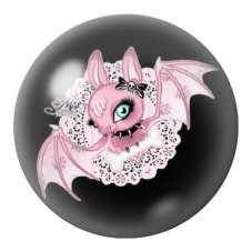 Cabochon en Verre Illustré Chauve-Souris Rose en Dentelle 12 à 25mm pour la Création de Bijoux Fantaisie - DIY