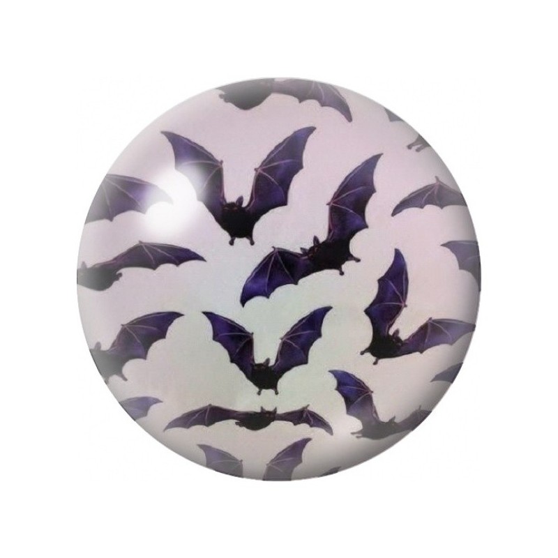 Cabochon en Verre Illustré Nuée de Chauves-Souris Violettes 12 à 25mm
