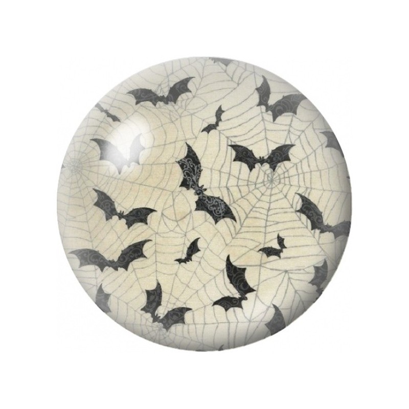 Cabochon en Verre Illustré Chauves-Souris et Toiles d’Araignée 12 à 25mm