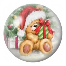 Cabochon en Verre Illustré Ourson au Cadeau de Noël 12 à 25mm pour la Création de Bijoux Fantaisie - DIY