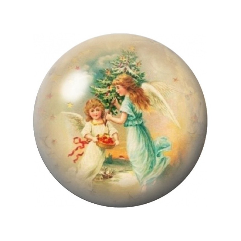 Cabochon en Verre Illustré Ange et Enfant de Noël Vintage 12 à 25mm