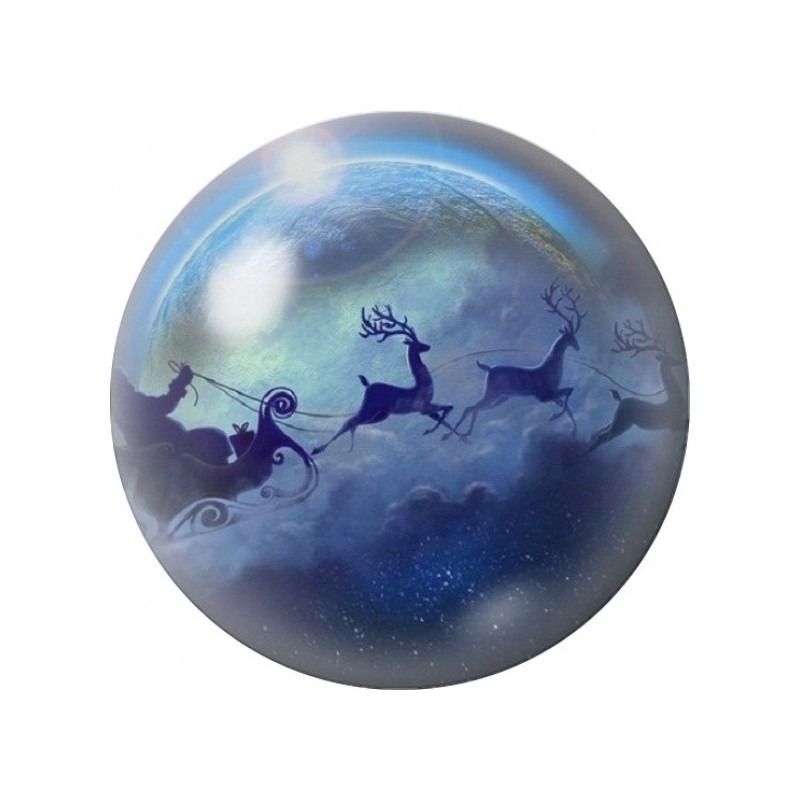 Cabochon en Verre Illustré Traîneau du Père Noël dans la Nuit 12 à 25mm