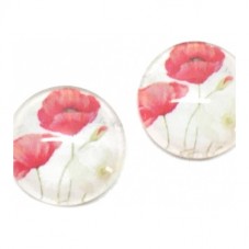 2 Cabochons en Verre Illustrés Coquelicots Rouges 12mm pour la Création de Bijoux Fantaisie - DIY