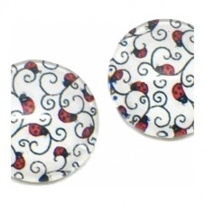 2 Cabochons en Verre Illustrés Coccinelles et Volutes 12mm pour la Création de Bijoux Fantaisie - DIY