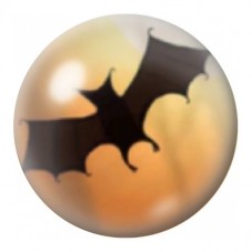 Cabochon en Verre Illustré Chauve-Souris sur Ciel Orange 12 à 25mm pour la Création de Bijoux Fantaisie - DIY