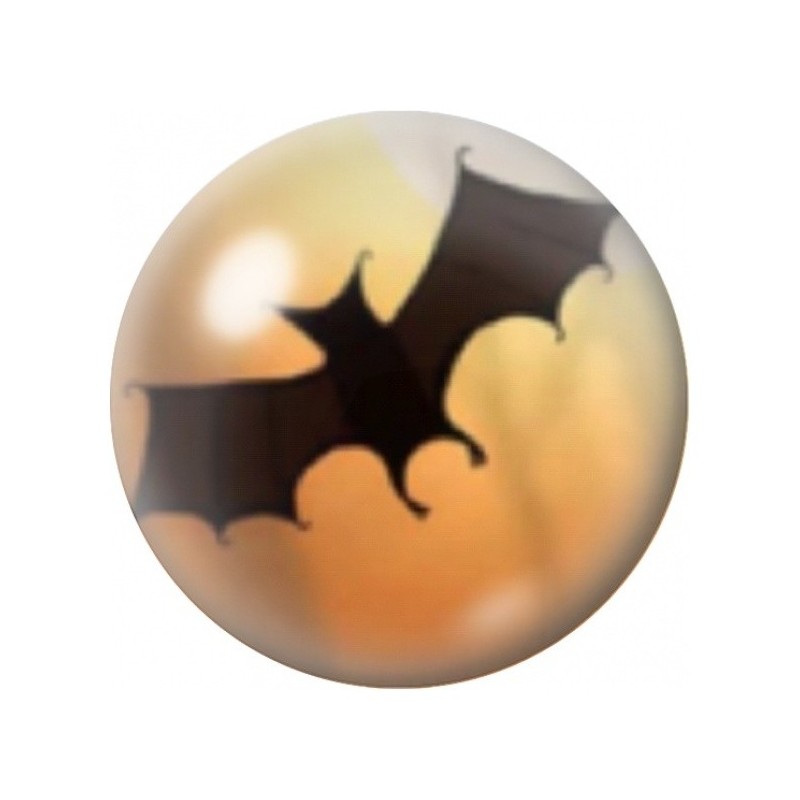 Cabochon en Verre Illustré Chauve-Souris sur Ciel Orange 12 à 25mm