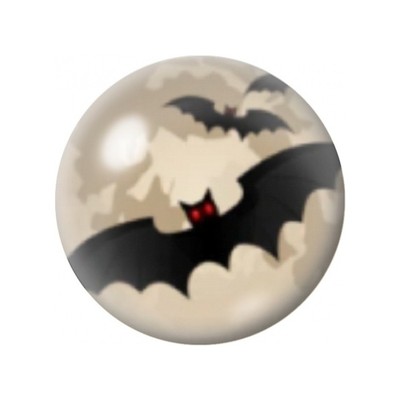 Cabochon en Verre Illustré Chauve-Souris aux Yeux Rouges 12 à 25mm