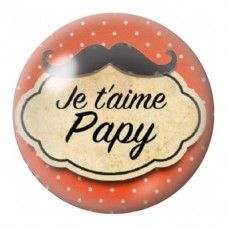 Cabochon en Verre Illustré Je T’aime Papy à la Moustache 12 à 25mm pour la Création de Bijoux Fantaisie - DIY