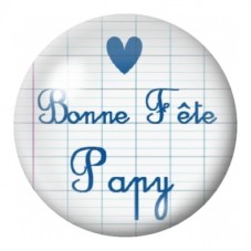 Cabochon en Verre Illustré Bonne Fête Papy sur Cahier 12 à 25mm pour la Création de Bijoux Fantaisie - DIY
